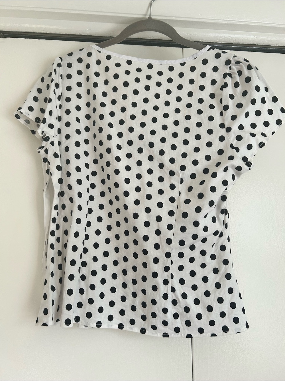 White & Black Polka Dot Short Sleeve Top - Picture 2 of 3